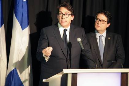 Pierre-Karl Péladeau et Bernard Drainville.